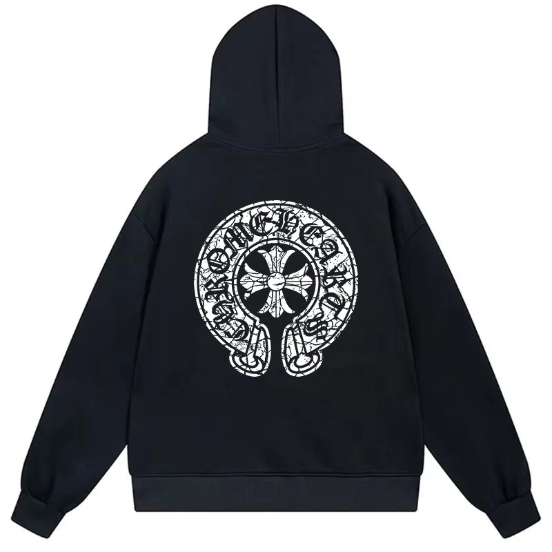 M39—P220 -Chrome Hearts/Chrome Hearts Horseshoe Printed Hooded Sweatshirt -420 grams of high-density, high-quality wool, soft, delicate and skin-friendly, soft and silky to the touch, warm and skin-friendly -The hardware and zipper accessories are all customized and full of details -Colour: black white -Size: S M L XL